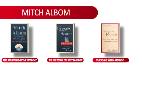 THE STRANGER IN THE LIFEBOAT / THE FIVE PEOPLE YOU MEET IN HEAVEN / TUESDAYS WITH MORRIE set of 3 books by MITCH ALBOM