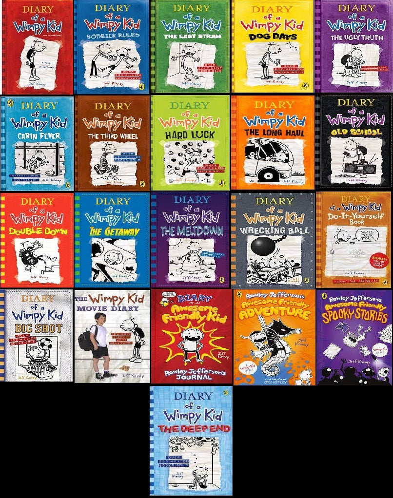 Diary Of A Wimpy Kid By Jeff Kinney and Awesome Friendly Series By Rowley Jefferson's 21 Books Set