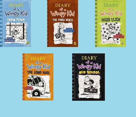 Diary of A wimpy kid : The Cabin Fever / The Third Wheel / Hard Luck / The Long Haul / Old School ( set of 5 books )