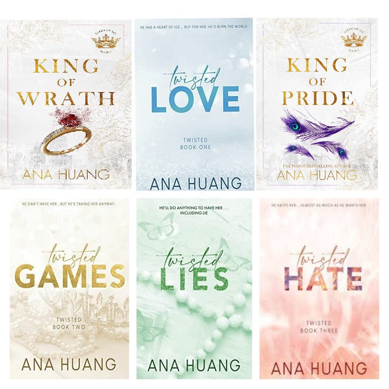 twisted series and king of sins 1 , 2 by ana huang set of 6 books