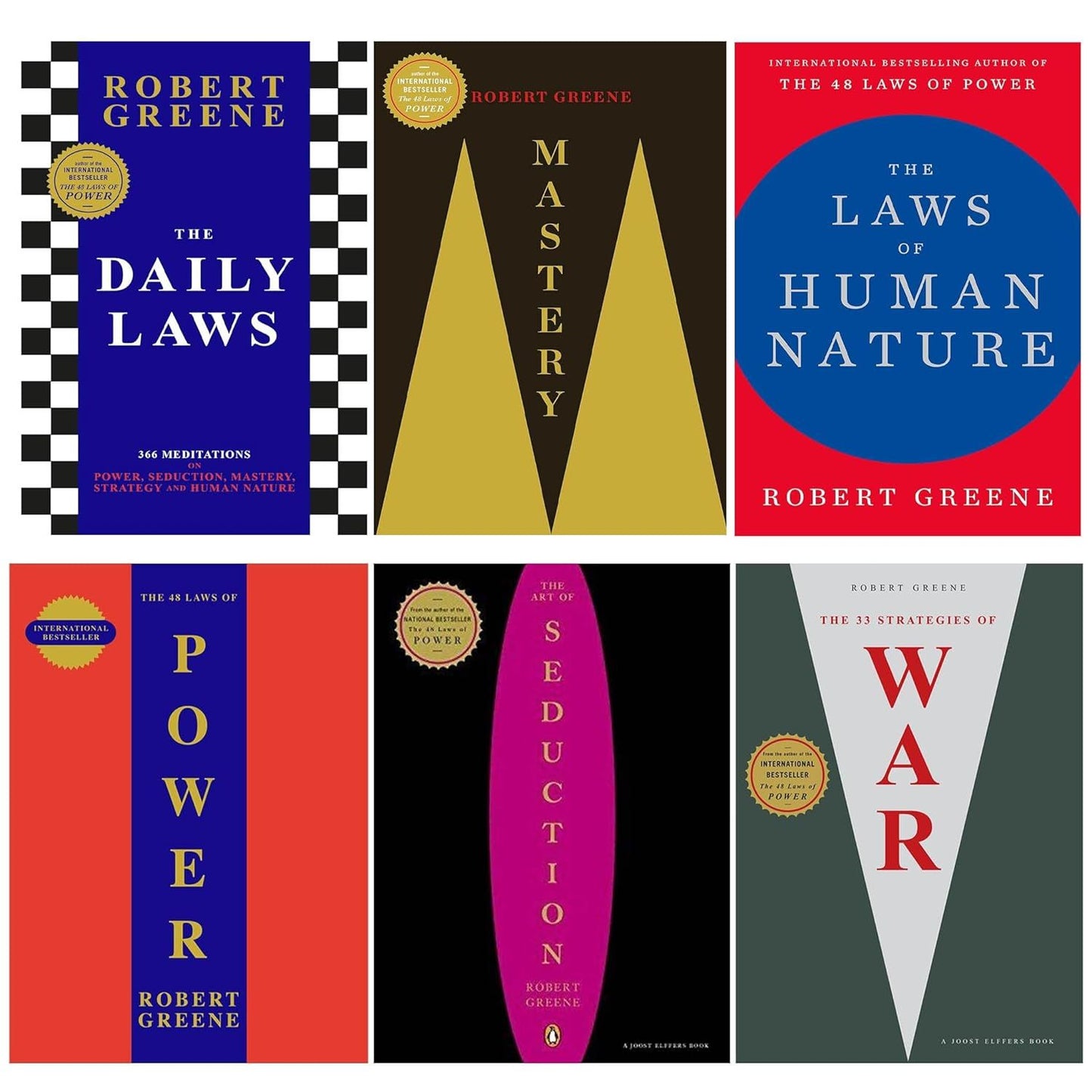 The Daily laws / the concise mastery / The laws of human nature / the 48 laws of power / the concise art of _seduction / the 33 strategies of war by robert greene set of 6 books