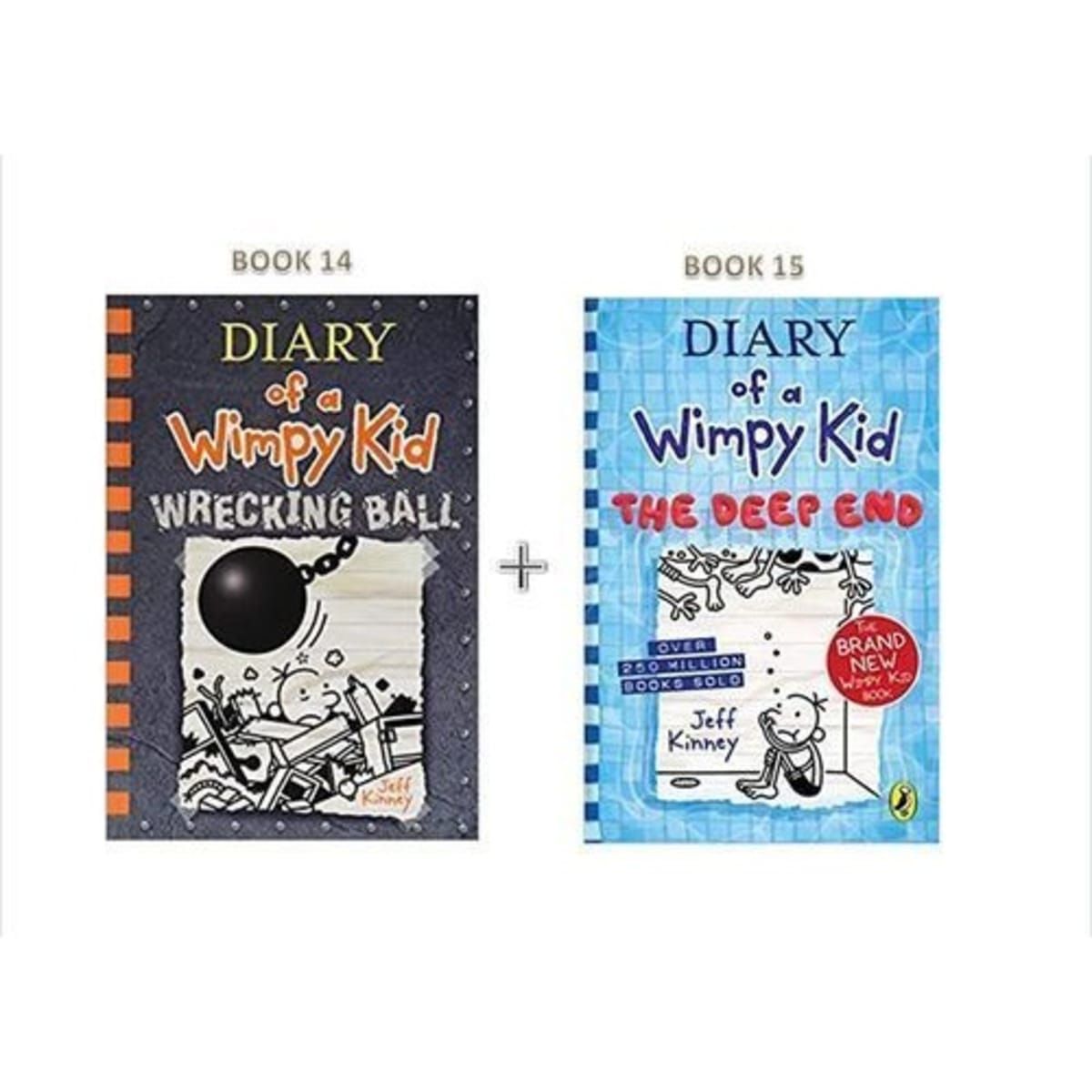 Diary of a wimpy kid book 14 and 15 wrecking ball + The deep end 2 book set