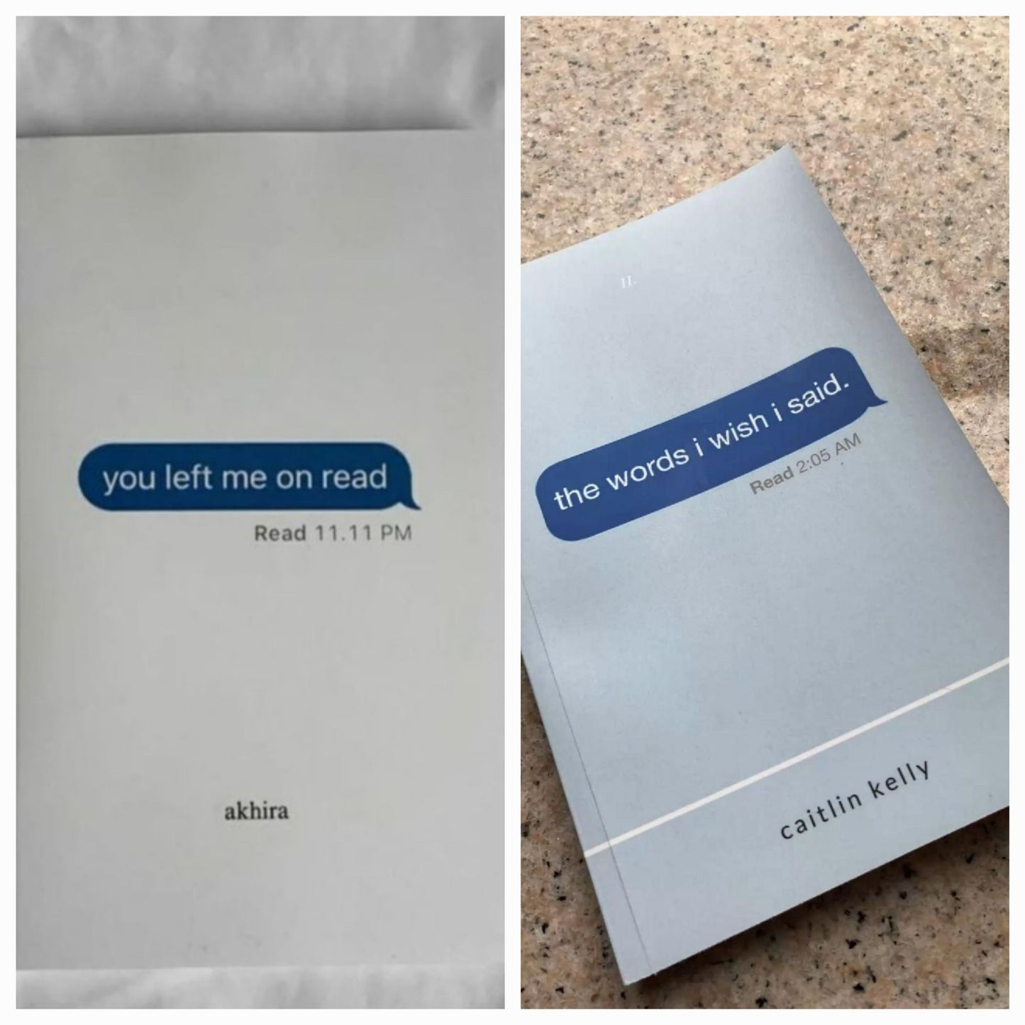 You left me on read by akhira / the words i wish i said by caitlin kelly set of 2 books