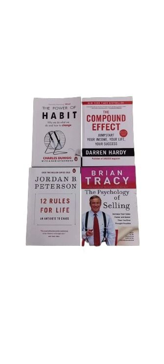 the power of habit 12 rules for life the compound effect psychology of selling set of 4 books