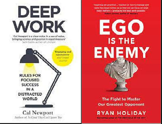 Ego_Is The Enemy By Ryan Holiday / Deep Work By Cal Newport set of 2 books